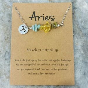 Aries Zodiac Necklace with Yellow and Silver Accents gift